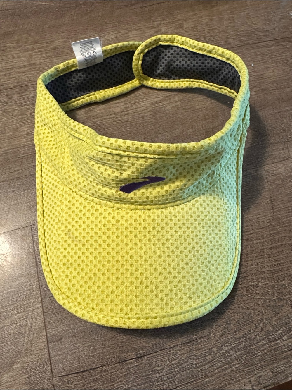 Brooks Yellow Mesh Running Visor with Purple Logo